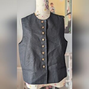 Valerie Stevens Black Linen Vest
